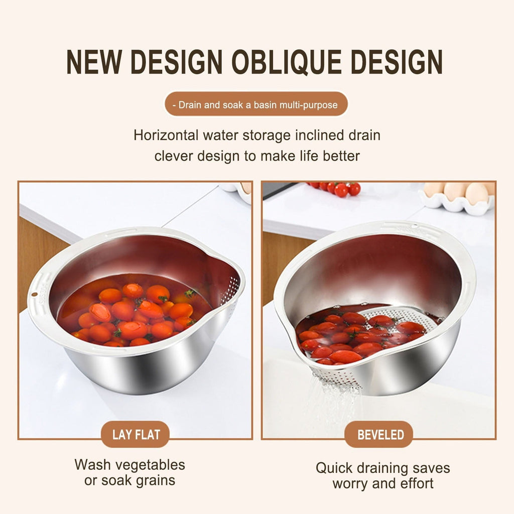 Bol de Lavage en Acier Inoxydable 4-en-1